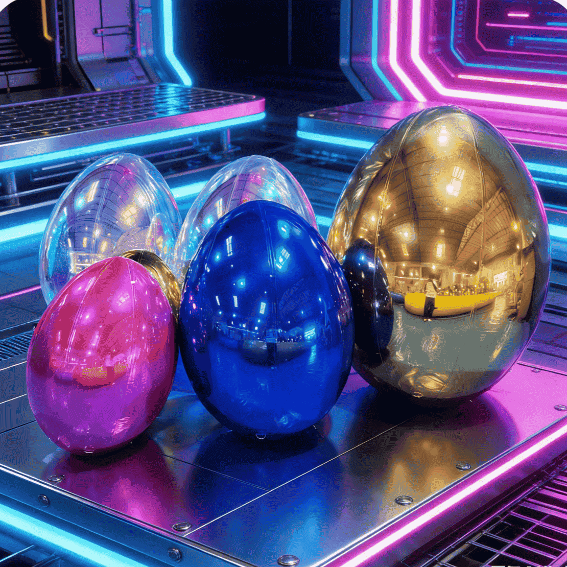 Green Egg Mirror Balloon in Neon Theme Event Scene
